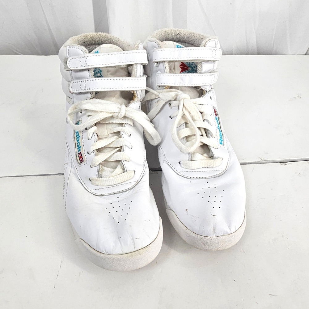 Reebok Freestyle Hi top White Leather High Top Sneakers 2240 Womens 8.5 classics - Picture 6 of 12